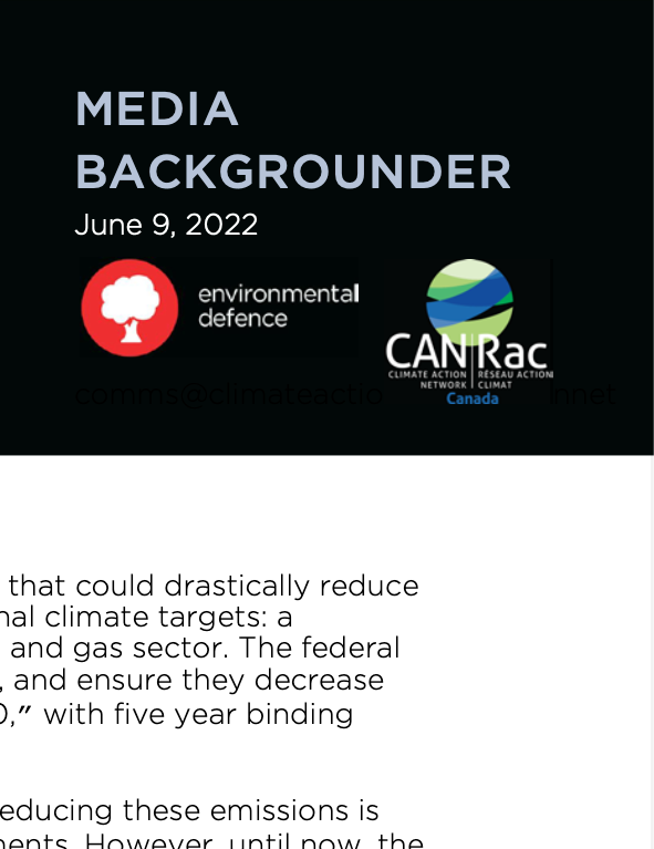 A robust and ambitious cap on emissions from the oil and gas industry